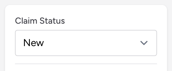 The Claim Status dropdown on the right-hand panel of a claim.