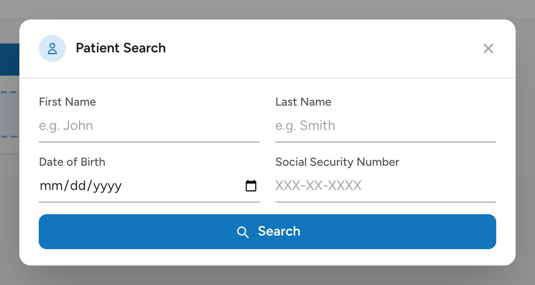 The Patient Info section on the Patient tab with the Add Patient entry point.