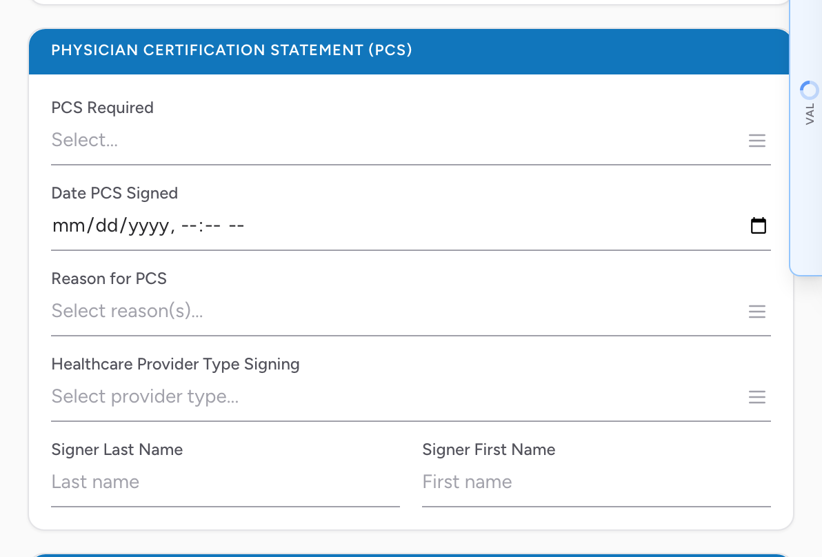 The Physician Certification Statement section on the Billing tab.