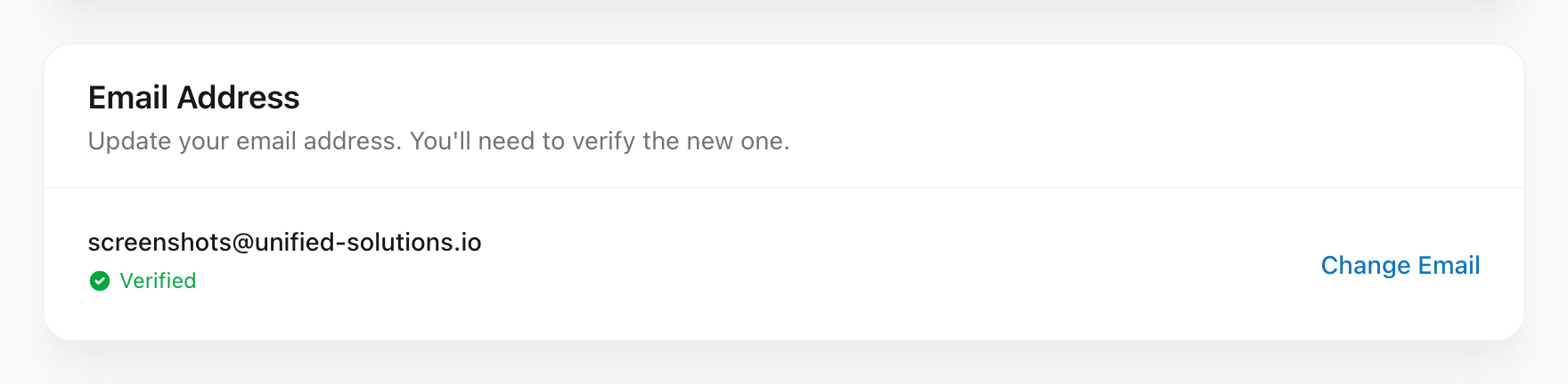The Email Address section of My Settings with a Change Email button.